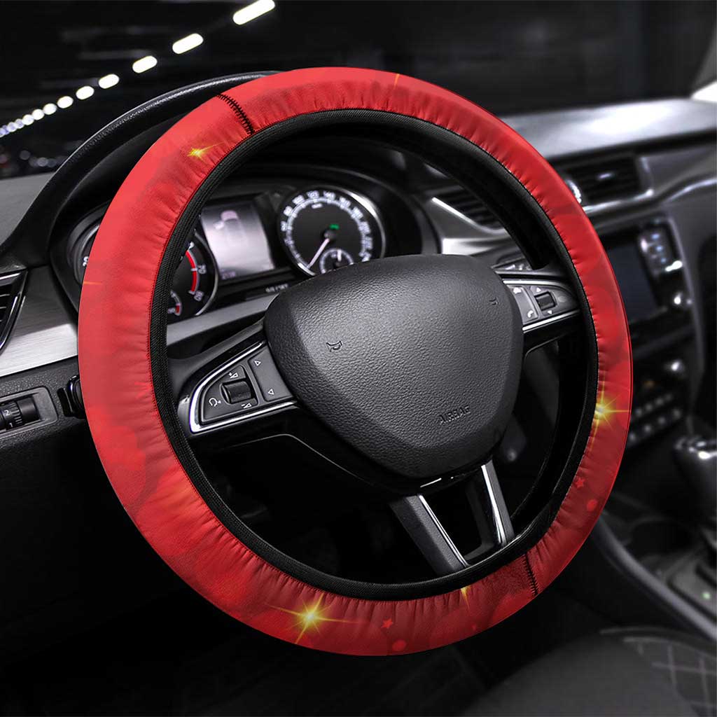 New Zealand Kakapo Christmas Steering Wheel Cover Owl Parrot Santa Sliver Fern Manuka - Red - Aussie Hoodie