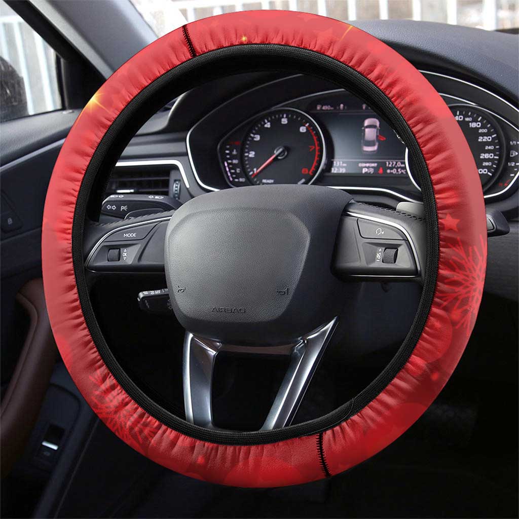 New Zealand Kakapo Christmas Steering Wheel Cover Owl Parrot Santa Sliver Fern Manuka - Red - Aussie Hoodie