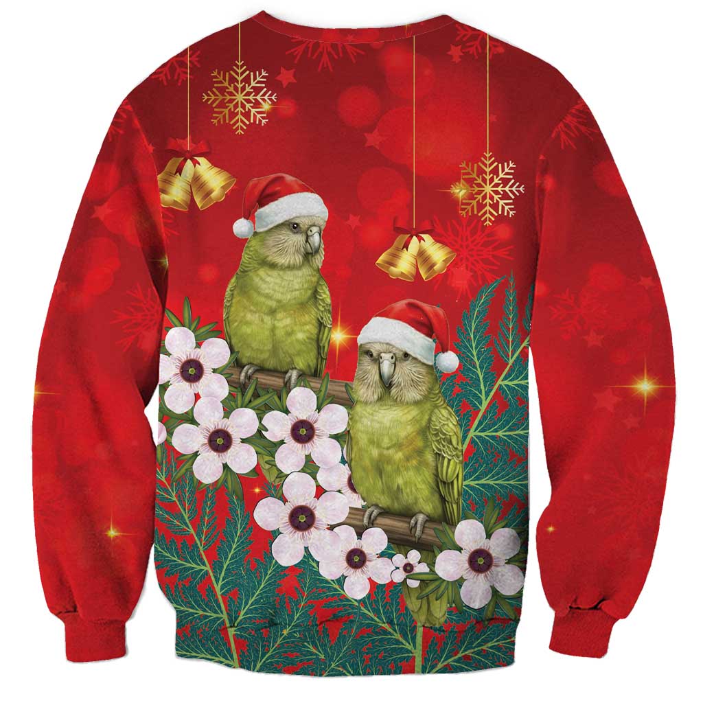 New Zealand Kakapo Christmas Sweatshirt Owl Parrot Santa Sliver Fern Manuka - Red - Aussie Hoodie