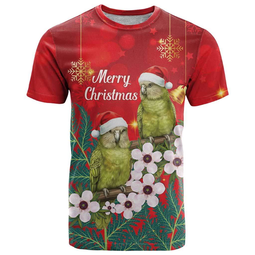 New Zealand Kakapo Christmas T Shirt Owl Parrot Santa Sliver Fern Manuka - Red - Aussie Hoodie