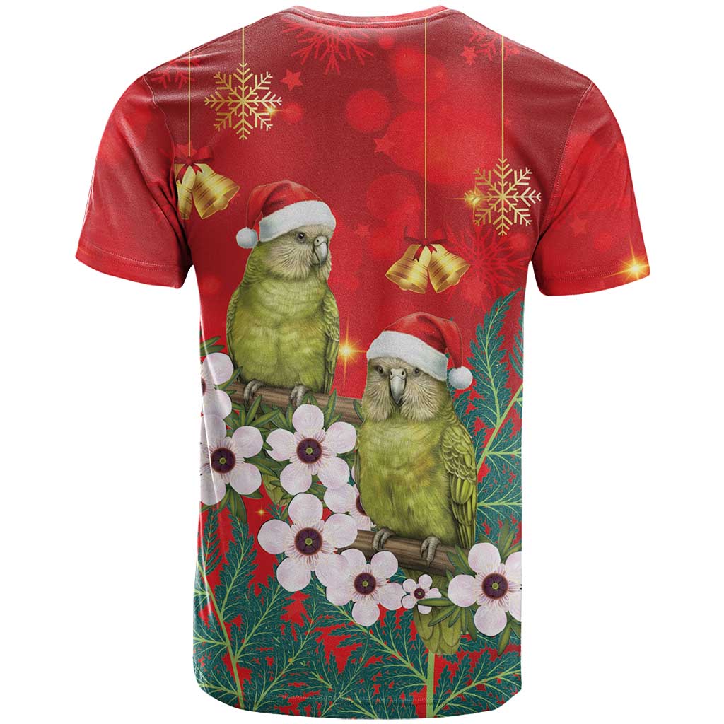New Zealand Kakapo Christmas T Shirt Owl Parrot Santa Sliver Fern Manuka - Red - Aussie Hoodie