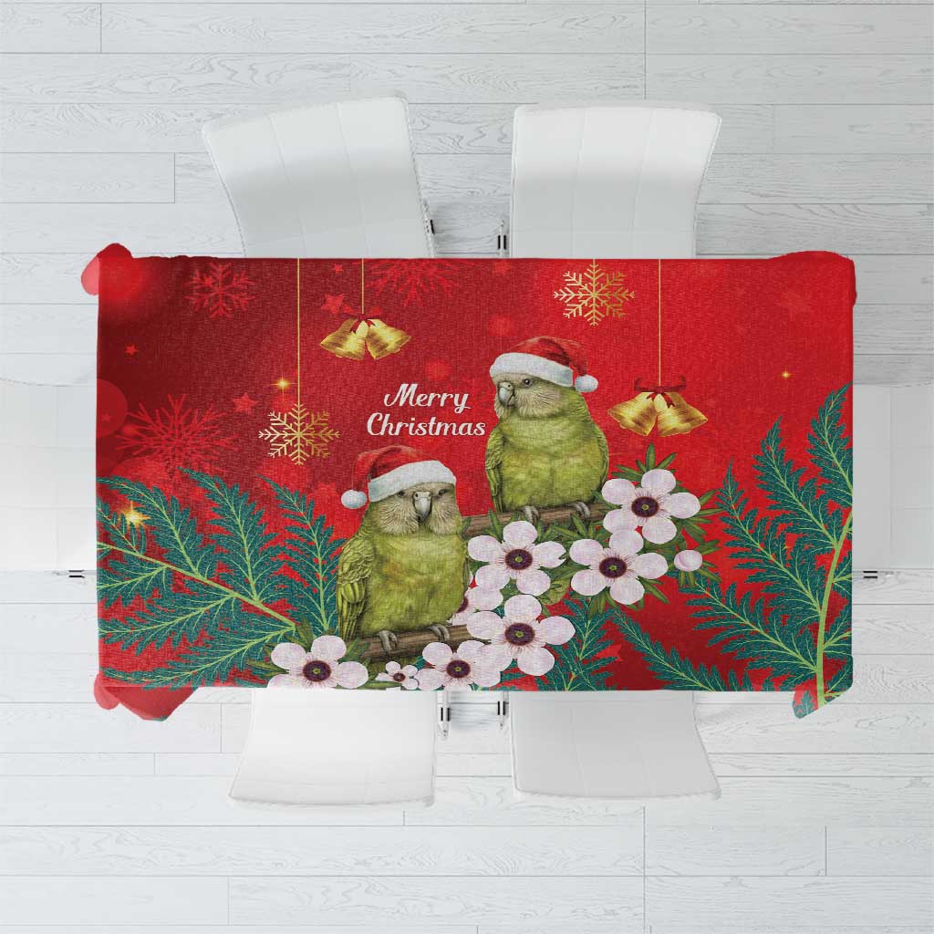 New Zealand Kakapo Christmas Tablecloth Owl Parrot Santa Sliver Fern Manuka - Red - Aussie Hoodie