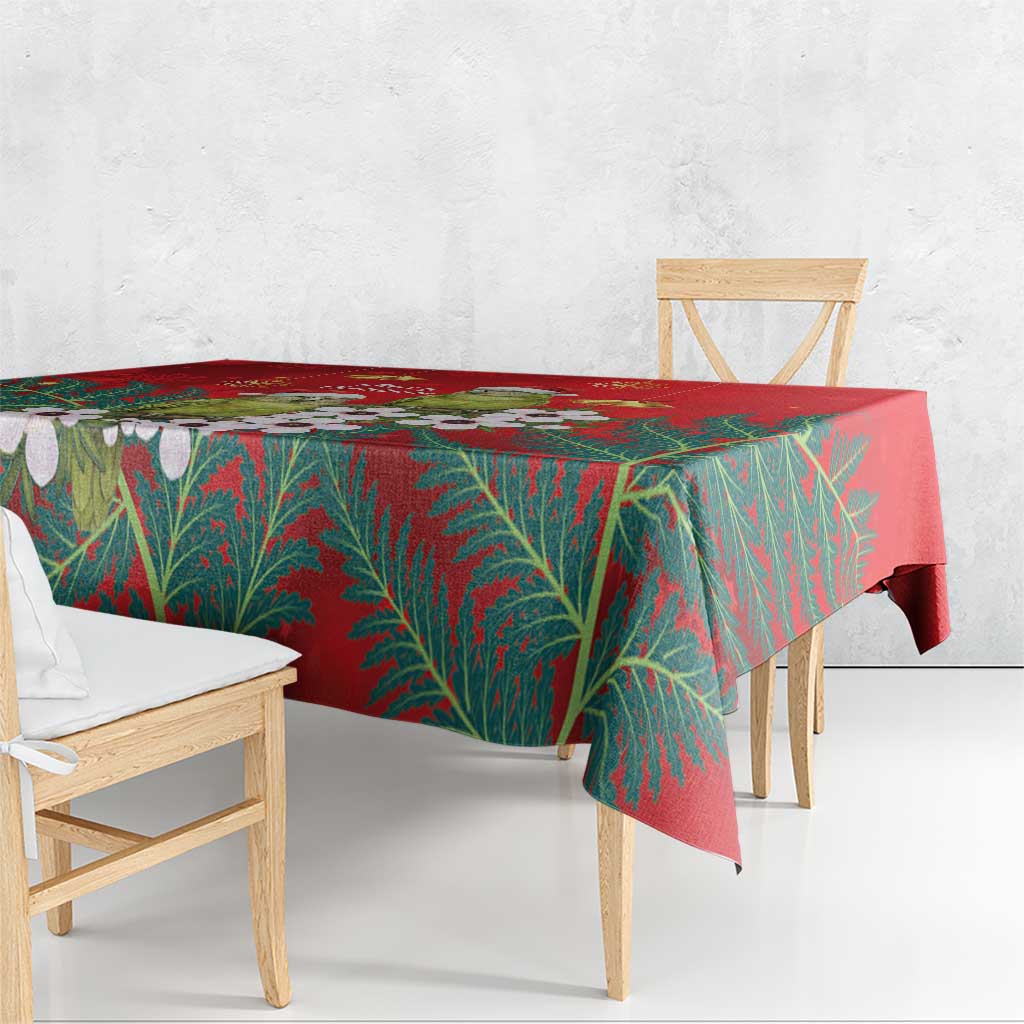 New Zealand Kakapo Christmas Tablecloth Owl Parrot Santa Sliver Fern Manuka - Red - Aussie Hoodie