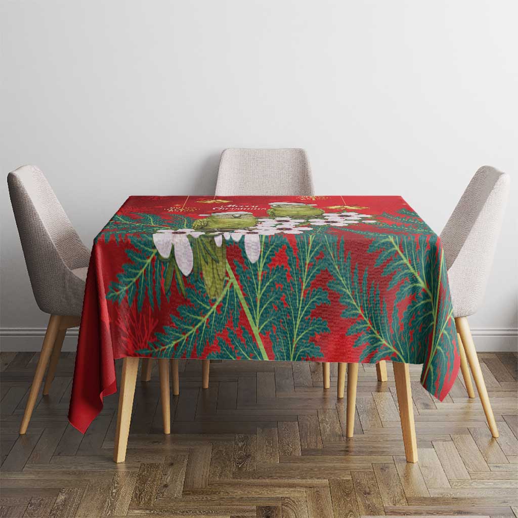 New Zealand Kakapo Christmas Tablecloth Owl Parrot Santa Sliver Fern Manuka - Red - Aussie Hoodie