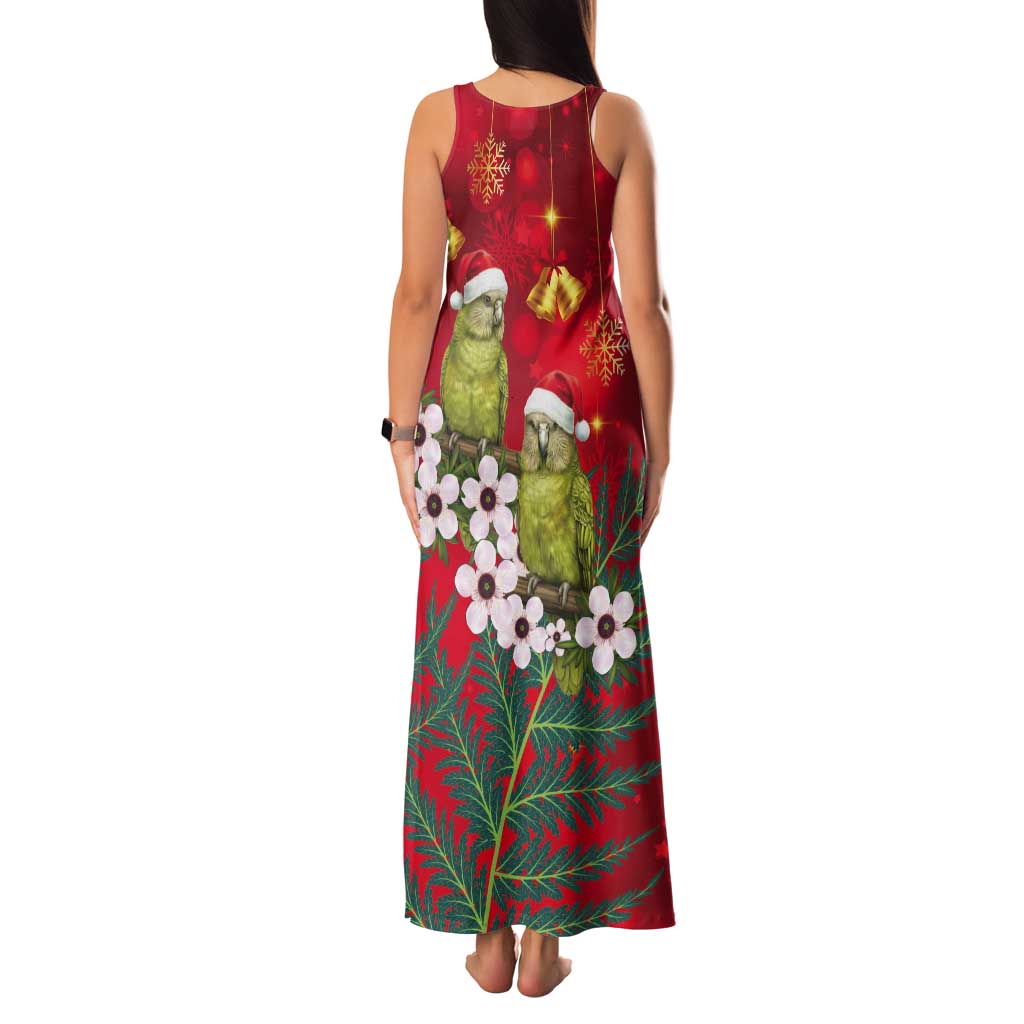 New Zealand Kakapo Christmas Tank Maxi Dress Owl Parrot Santa Sliver Fern Manuka - Red - Aussie Hoodie