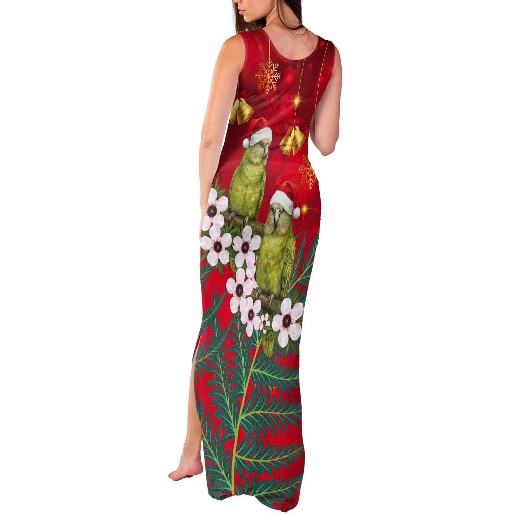 New Zealand Kakapo Christmas Tank Maxi Dress Owl Parrot Santa Sliver Fern Manuka - Red - Aussie Hoodie