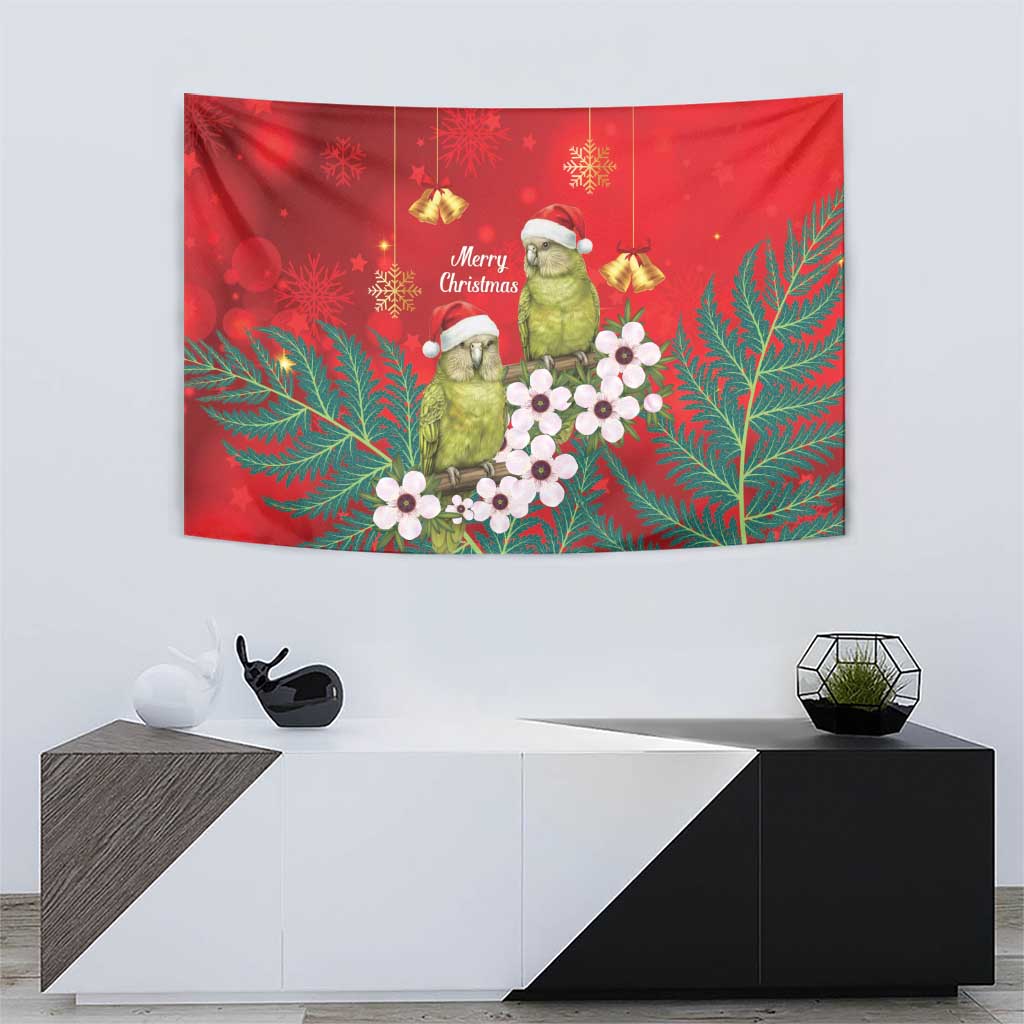 New Zealand Kakapo Christmas Tapestry Owl Parrot Santa Sliver Fern Manuka - Red - Aussie Hoodie