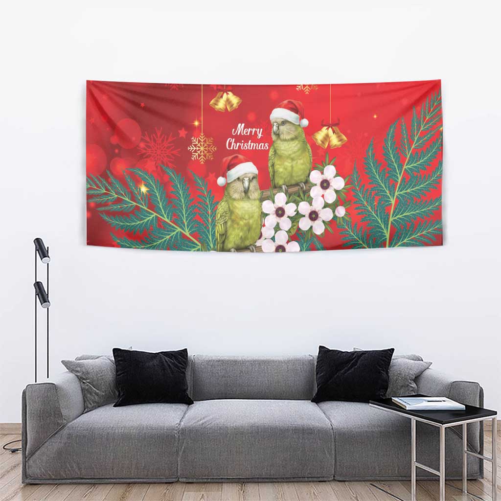 New Zealand Kakapo Christmas Tapestry Owl Parrot Santa Sliver Fern Manuka - Red - Aussie Hoodie