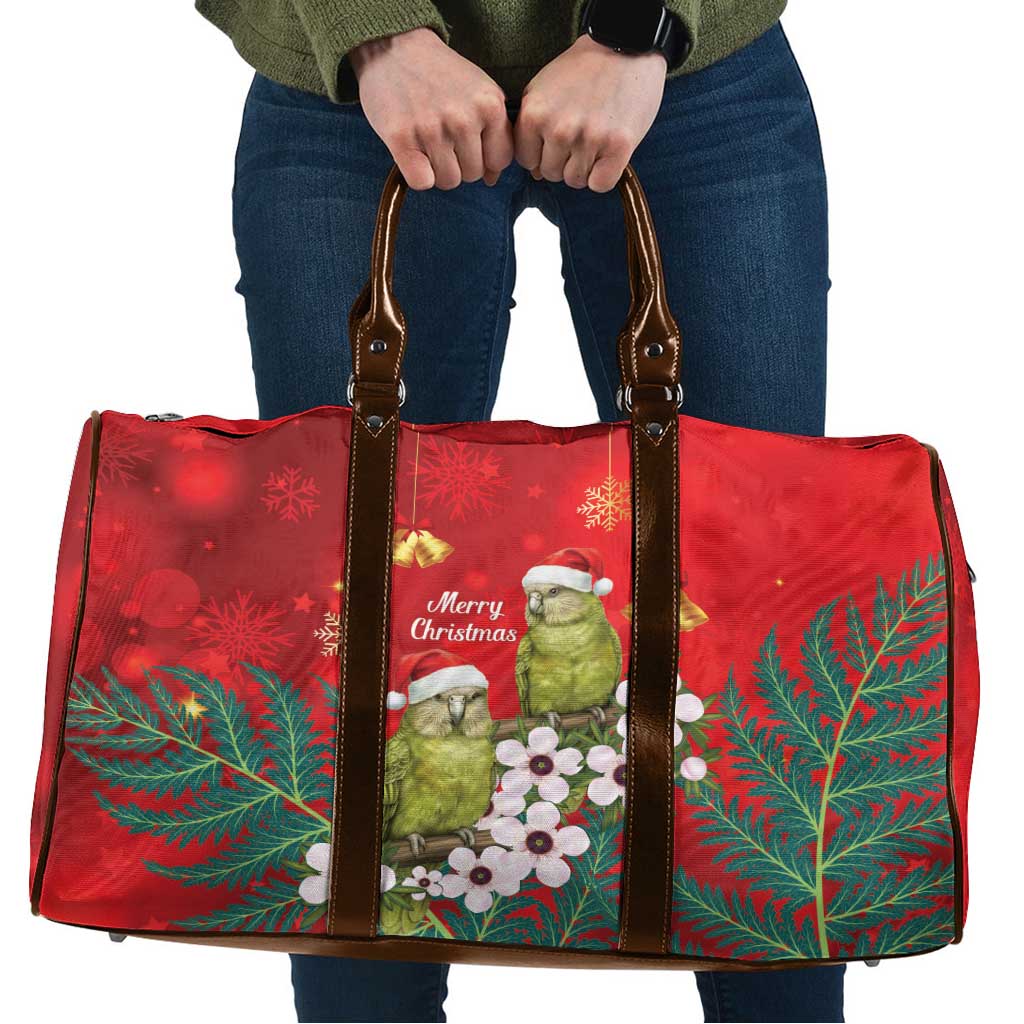 New Zealand Kakapo Christmas Travel Bag Owl Parrot Santa Sliver Fern Manuka - Red - Aussie Hoodie