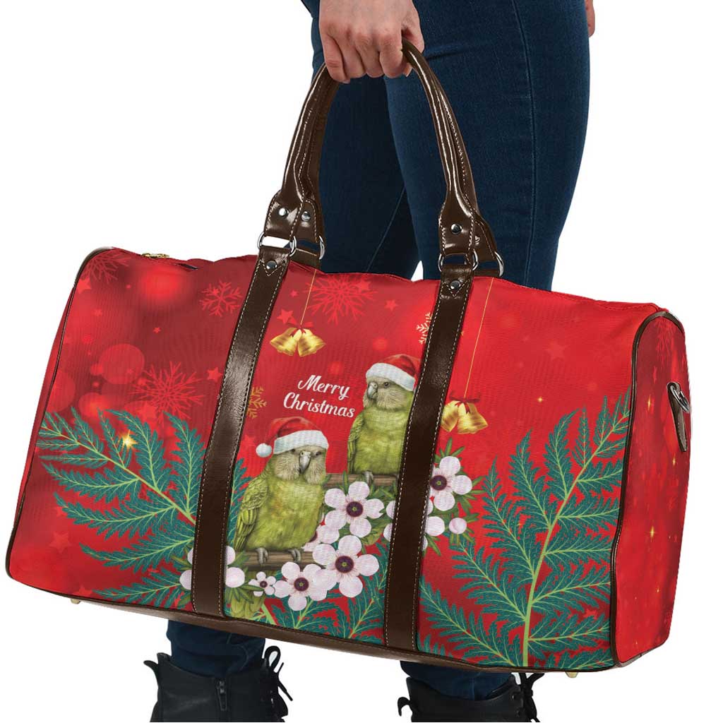 New Zealand Kakapo Christmas Travel Bag Owl Parrot Santa Sliver Fern Manuka - Red - Aussie Hoodie