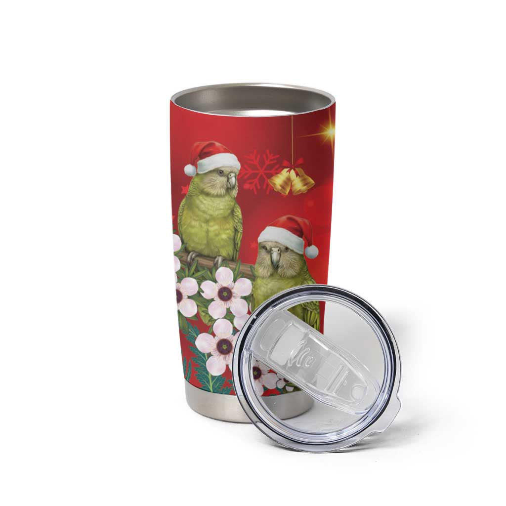 New Zealand Kakapo Christmas Tumbler Cup Owl Parrot Santa Sliver Fern Manuka - Red - Aussie Hoodie