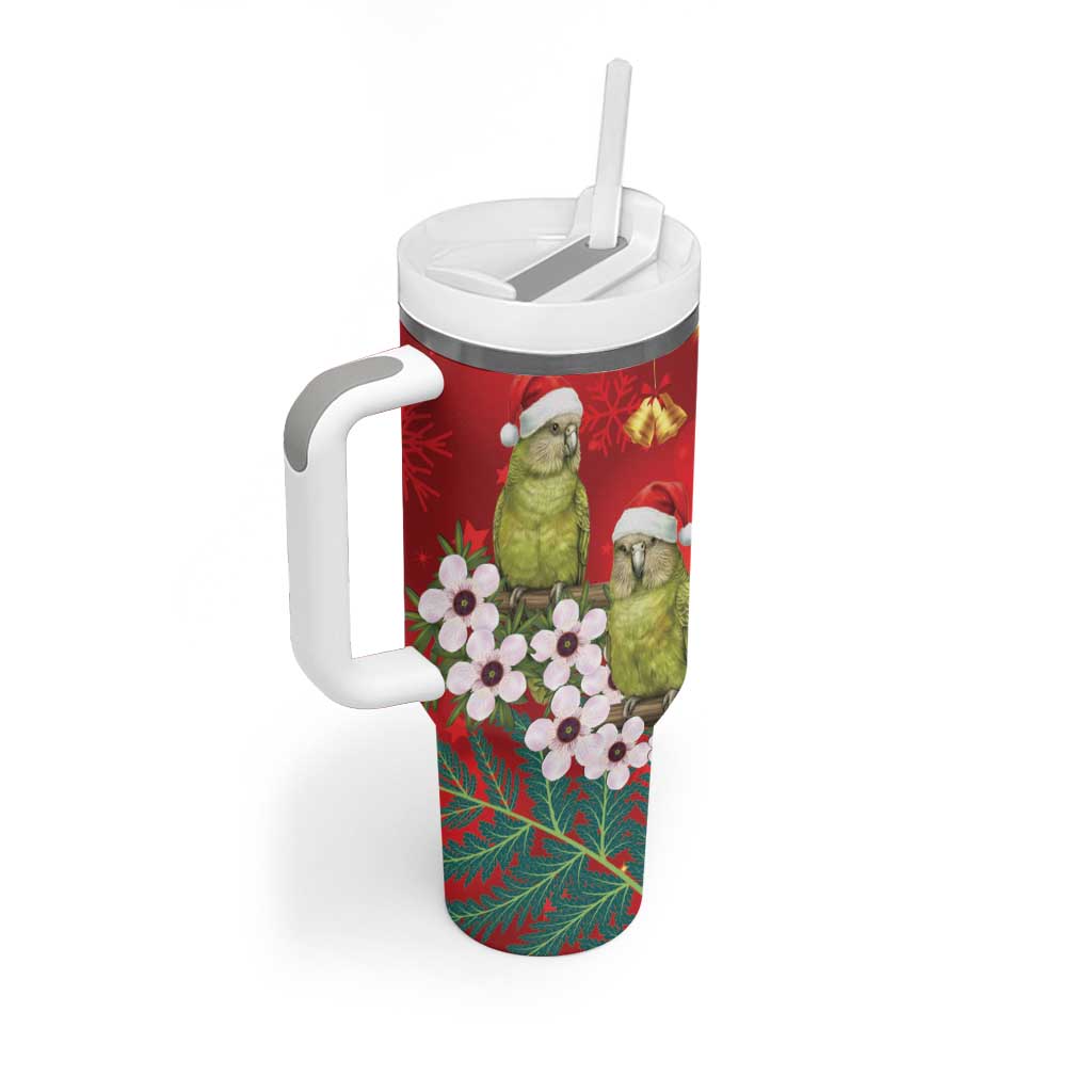 New Zealand Kakapo Christmas Tumbler With Handle Owl Parrot Santa Sliver Fern Manuka - Red - Aussie Hoodie