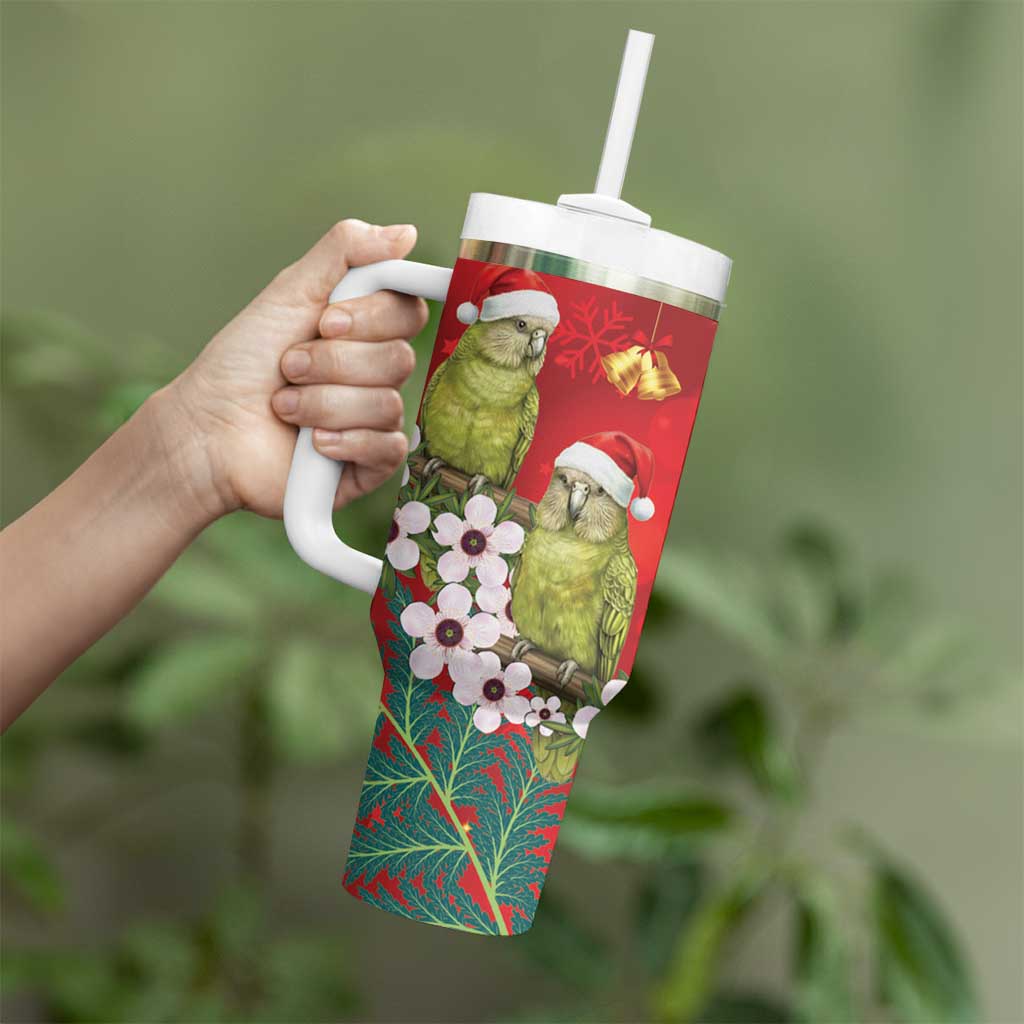 New Zealand Kakapo Christmas Tumbler With Handle Owl Parrot Santa Sliver Fern Manuka - Red - Aussie Hoodie