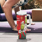 New Zealand Kakapo Christmas Tumbler With Handle Owl Parrot Santa Sliver Fern Manuka - Red - Aussie Hoodie