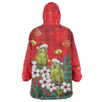 New Zealand Kakapo Christmas Wearable Blanket Hoodie Owl Parrot Santa Sliver Fern Manuka - Red - Aussie Hoodie