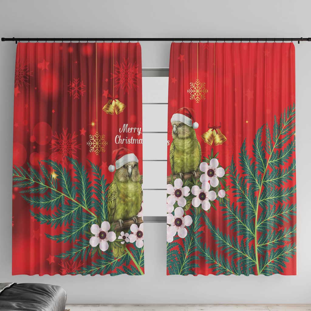 New Zealand Kakapo Christmas Window Curtain Owl Parrot Santa Sliver Fern Manuka - Red - Aussie Hoodie