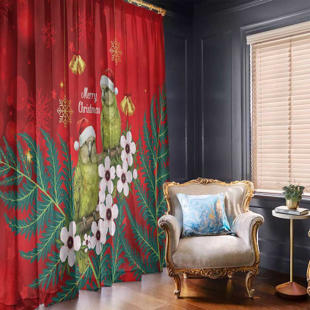 New Zealand Kakapo Christmas Window Curtain Owl Parrot Santa Sliver Fern Manuka - Red - Aussie Hoodie