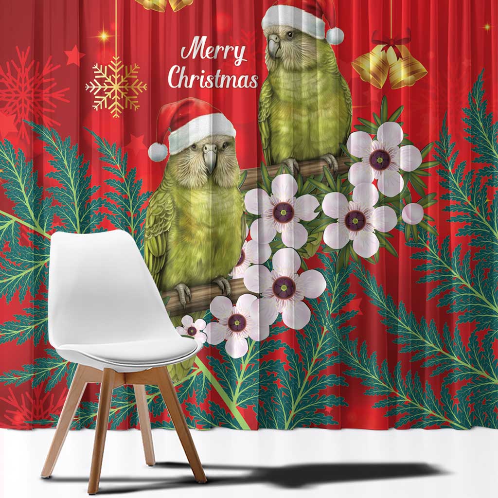 New Zealand Kakapo Christmas Window Curtain Owl Parrot Santa Sliver Fern Manuka - Red - Aussie Hoodie