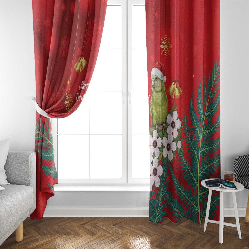New Zealand Kakapo Christmas Window Curtain Owl Parrot Santa Sliver Fern Manuka - Red - Aussie Hoodie
