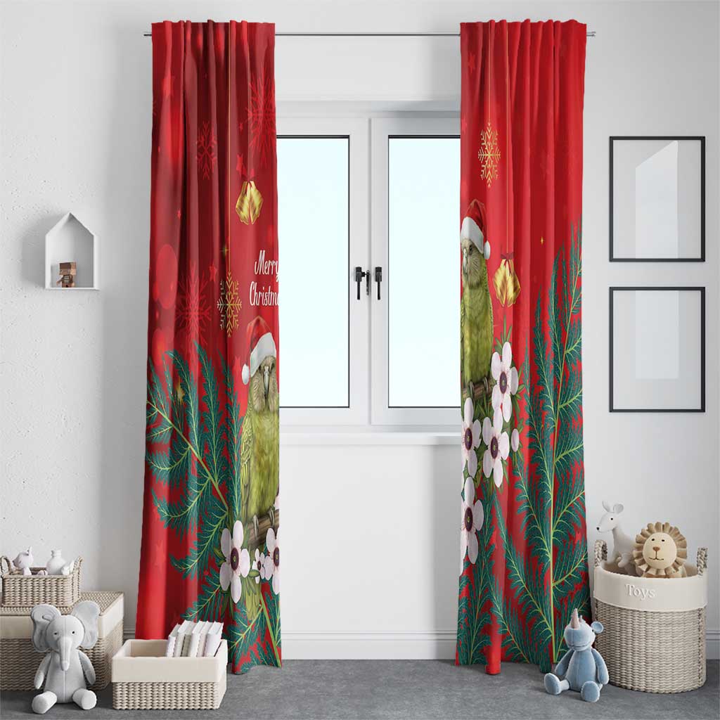 New Zealand Kakapo Christmas Window Curtain Owl Parrot Santa Sliver Fern Manuka - Red - Aussie Hoodie