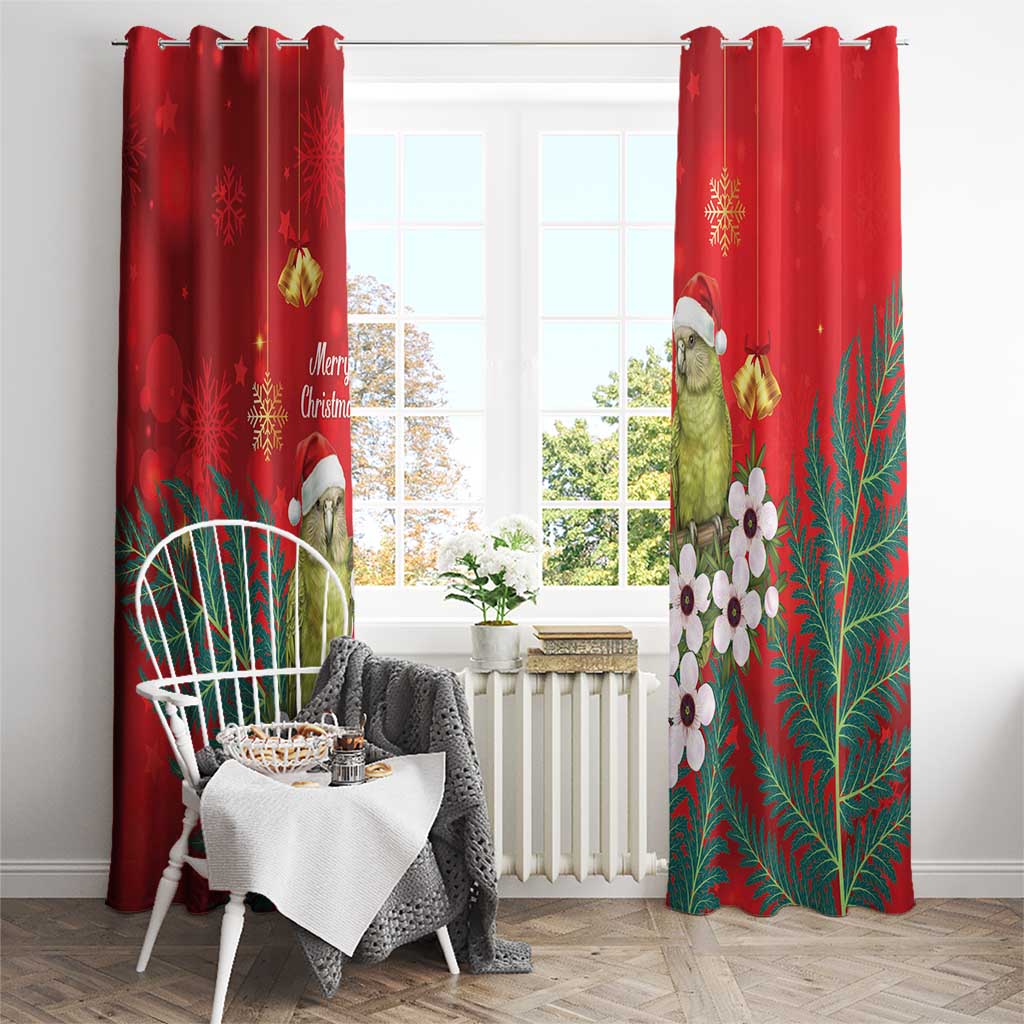 New Zealand Kakapo Christmas Window Curtain Owl Parrot Santa Sliver Fern Manuka - Red - Aussie Hoodie