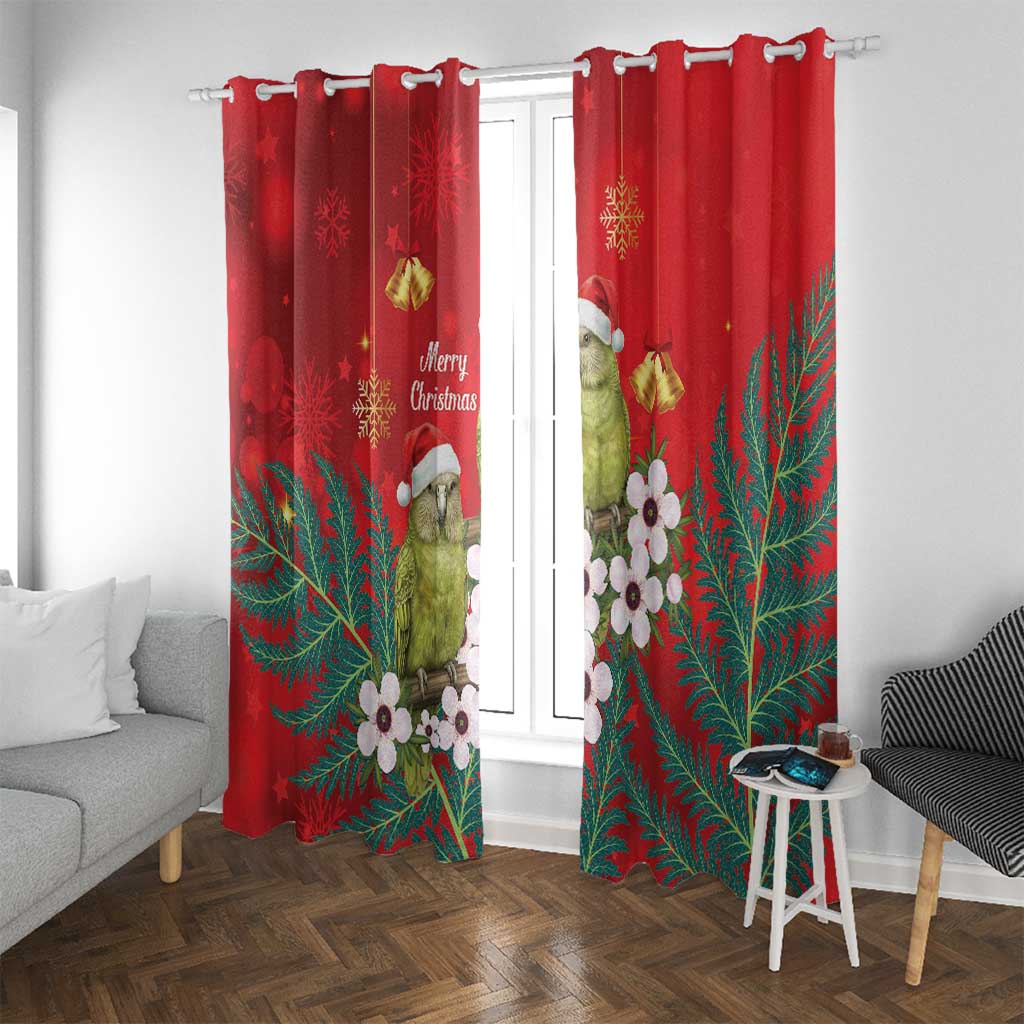 New Zealand Kakapo Christmas Window Curtain Owl Parrot Santa Sliver Fern Manuka - Red - Aussie Hoodie