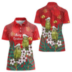 New Zealand Kakapo Christmas Women Polo Shirt Owl Parrot Santa Sliver Fern Manuka - Red - Aussie Hoodie