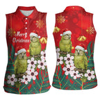 New Zealand Kakapo Christmas Women Sleeveless Polo Shirt Owl Parrot Santa Sliver Fern Manuka - Red - Aussie Hoodie