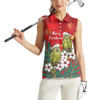 New Zealand Kakapo Christmas Women Sleeveless Polo Shirt Owl Parrot Santa Sliver Fern Manuka - Red - Aussie Hoodie