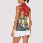 New Zealand Kakapo Christmas Women Sleeveless Polo Shirt Owl Parrot Santa Sliver Fern Manuka - Red - Aussie Hoodie