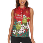 New Zealand Kakapo Christmas Women Sleeveless Polo Shirt Owl Parrot Santa Sliver Fern Manuka - Red - Aussie Hoodie