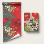 New Zealand Kakapo Christmas Wrapping Paper Owl Parrot Santa Sliver Fern Manuka - Red - Aussie Hoodie
