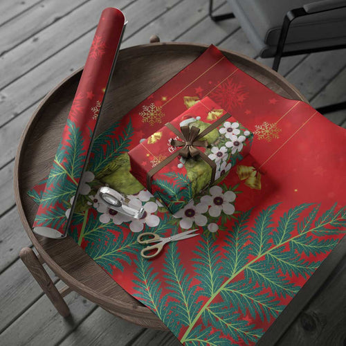 New Zealand Kakapo Christmas Wrapping Paper Owl Parrot Santa Sliver Fern Manuka - Red - Aussie Hoodie
