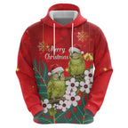New Zealand Kakapo Christmas Zip Hoodie Owl Parrot Santa Sliver Fern Manuka - Red - Aussie Hoodie