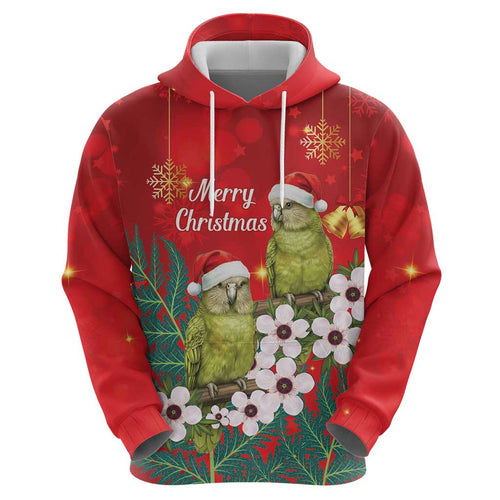 New Zealand Kakapo Christmas Zip Hoodie Owl Parrot Santa Sliver Fern Manuka - Red - Aussie Hoodie
