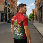 New Zealand Kakapo Christmas Zipper Polo Shirt Owl Parrot Santa Sliver Fern Manuka - Red - Aussie Hoodie