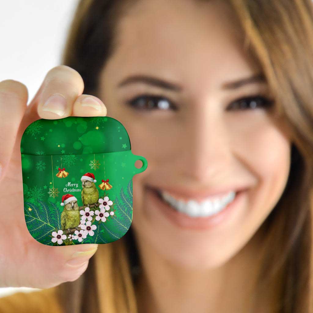 New Zealand Kakapo Christmas AirPods Case Owl Parrot Santa Sliver Fern Manuka - Green - Aussie Hoodie