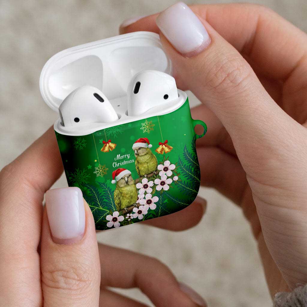 New Zealand Kakapo Christmas AirPods Case Owl Parrot Santa Sliver Fern Manuka - Green - Aussie Hoodie