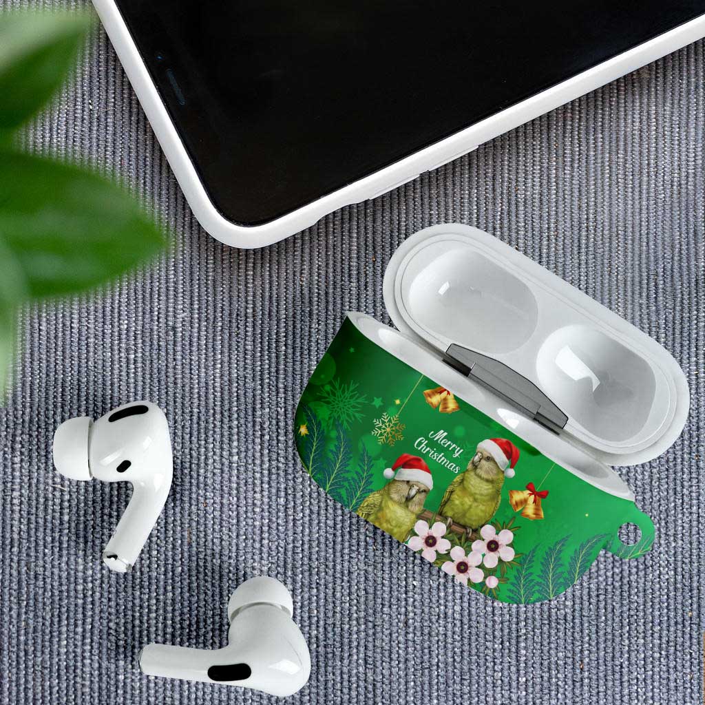 New Zealand Kakapo Christmas AirPods Case Owl Parrot Santa Sliver Fern Manuka - Green - Aussie Hoodie