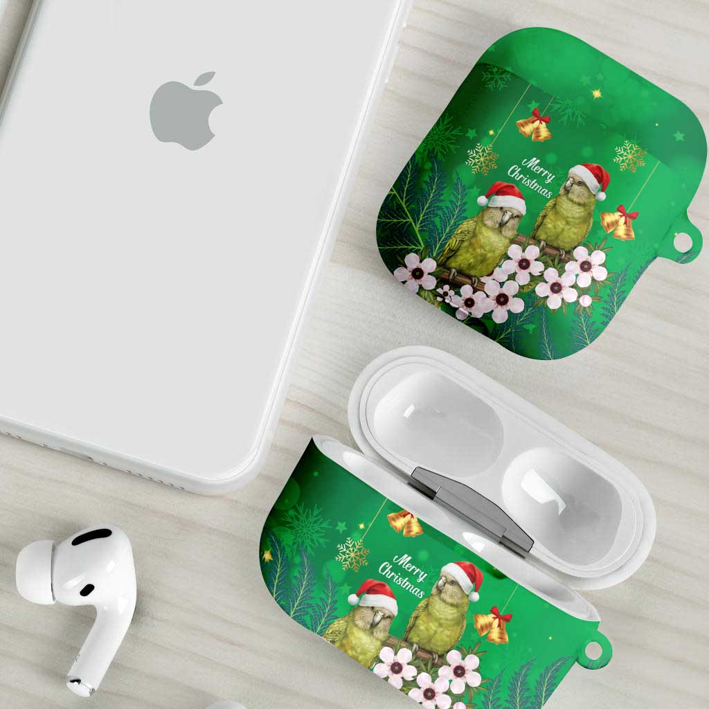 New Zealand Kakapo Christmas AirPods Case Owl Parrot Santa Sliver Fern Manuka - Green - Aussie Hoodie