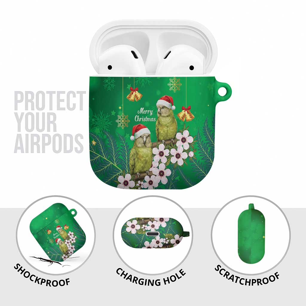 New Zealand Kakapo Christmas AirPods Case Owl Parrot Santa Sliver Fern Manuka - Green - Aussie Hoodie