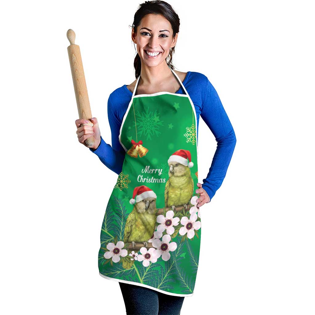 New Zealand Kakapo Christmas Apron Owl Parrot Santa Sliver Fern Manuka - Green - Aussie Hoodie