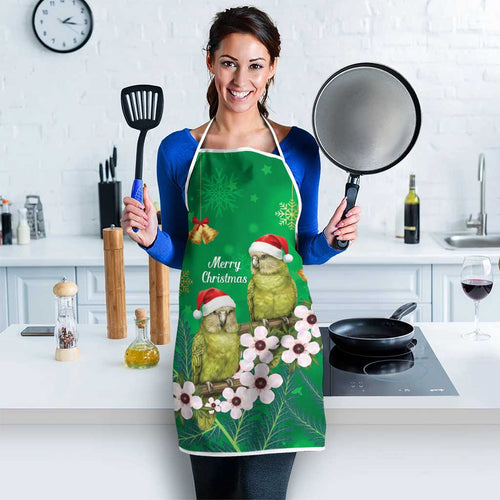 New Zealand Kakapo Christmas Apron Owl Parrot Santa Sliver Fern Manuka - Green - Aussie Hoodie