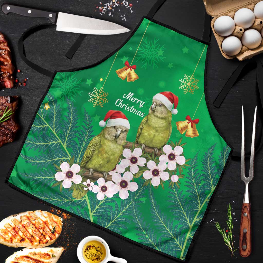 New Zealand Kakapo Christmas Apron Owl Parrot Santa Sliver Fern Manuka - Green - Aussie Hoodie