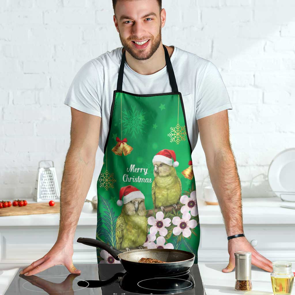 New Zealand Kakapo Christmas Apron Owl Parrot Santa Sliver Fern Manuka - Green - Aussie Hoodie