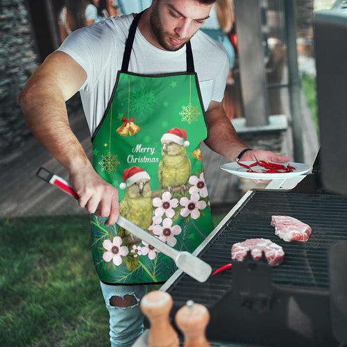 New Zealand Kakapo Christmas Apron Owl Parrot Santa Sliver Fern Manuka - Green - Aussie Hoodie