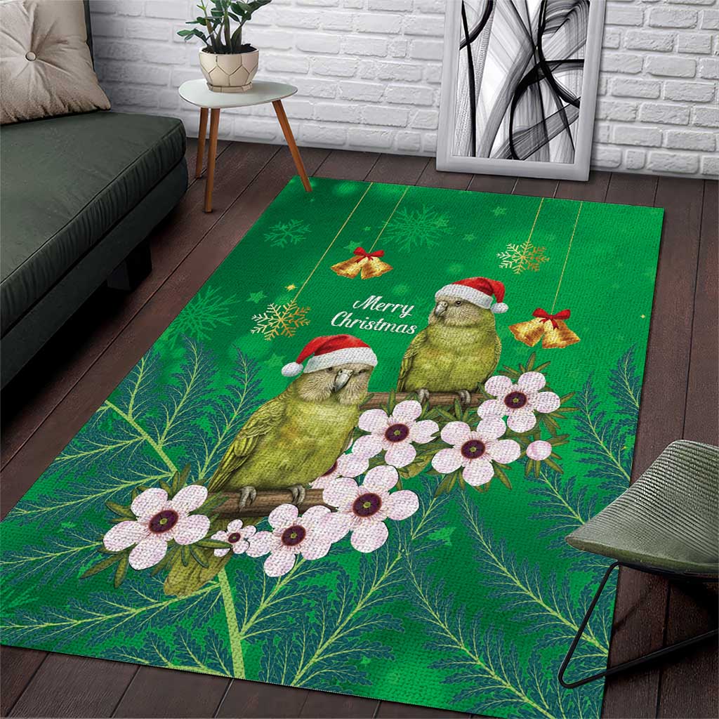 New Zealand Kakapo Christmas Area Rug Owl Parrot Santa Sliver Fern Manuka - Green - Aussie Hoodie