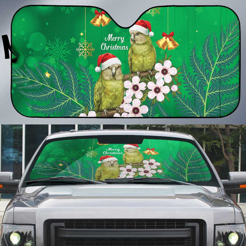New Zealand Kakapo Christmas Auto Sun Shade Owl Parrot Santa Sliver Fern Manuka - Green - Aussie Hoodie