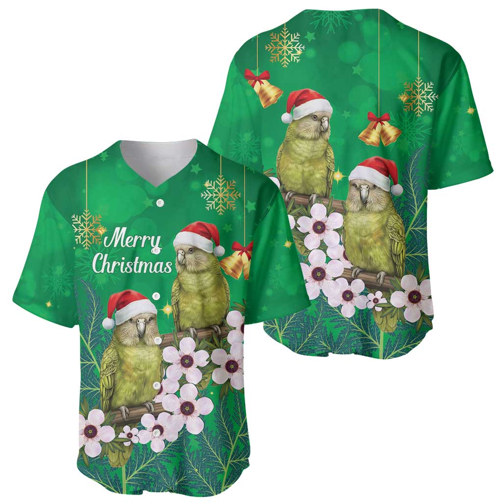 New Zealand Kakapo Christmas Baseball Jersey Owl Parrot Santa Sliver Fern Manuka - Green - Aussie Hoodie