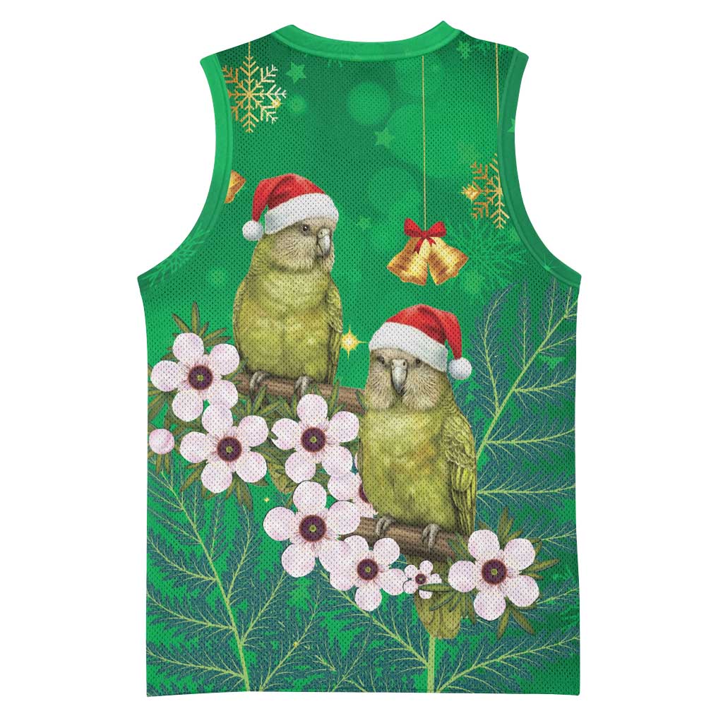 New Zealand Kakapo Christmas Basketball Jersey Owl Parrot Santa Sliver Fern Manuka - Green - Aussie Hoodie
